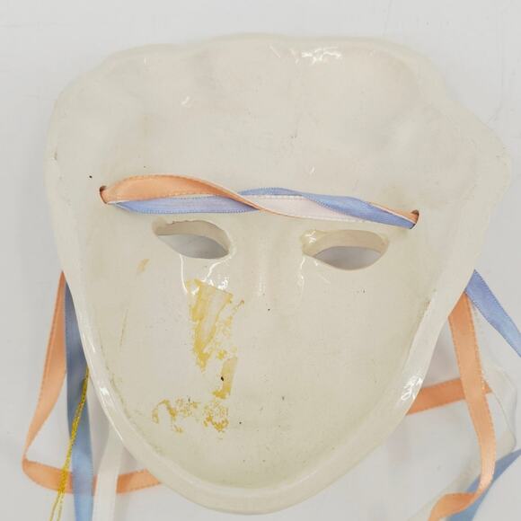 Clay Art About Face Line Ceramic Mask 7" Flapper Girl Blue Star Snowflake Face - Picture 7 of 8